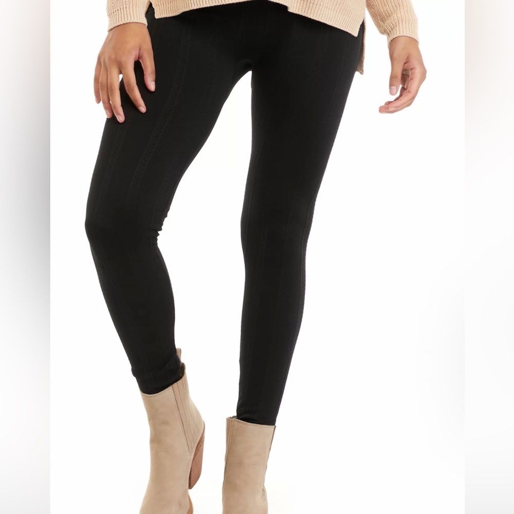NWT BLACK BEAUTY Cable Knit Fleece Lined Leggings -Size Large